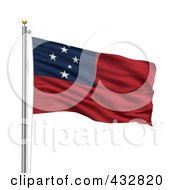 Royalty Free RF Clipart Illustration Of The Flag Of Western Samoa Waving On A Pole