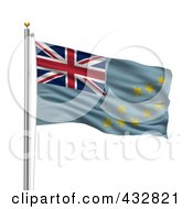 Royalty Free RF Clipart Illustration Of The Flag Of Tuvalu Waving On A Pole