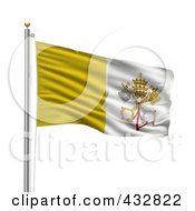 The Flag Of The Vatican City Waving On A Pole