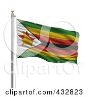 Poster, Art Print Of The Flag Of Zimbabwe Waving On A Pole