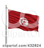 Poster, Art Print Of The Flag Of Tunisia Waving On A Pole