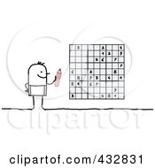 Poster, Art Print Of Stick Man Playing Sudoku