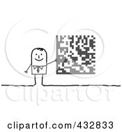 Royalty Free RF Clipart Illustration Of A Stick Businessman Holding A Piece Of Cryptography