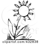Royalty Free RF Clipart Illustration Of A Black And White Woodcut Styled Scene Of People As Flower Petals On A Big Flower by xunantunich #COLLC432838-0119