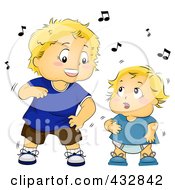 Royalty Free RF Clipart Illustration Of Toddler And Baby Boys Dancing Together