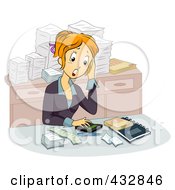 Poster, Art Print Of Stressed Out Female Accountant At Her Desk