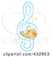Poster, Art Print Of Baby Sleeping On A Music Note