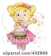 Happy Blond Flower Girl Tossing Flowers