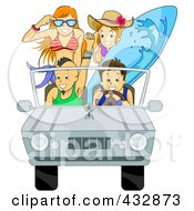 Poster, Art Print Of Car Full Of Happy Summer Teenagers Going To The Beach