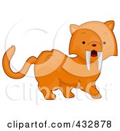 Royalty Free RF Clipart Illustration Of A Cute Sabertooth Tiger
