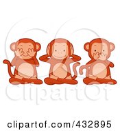 Poster, Art Print Of Three Monkeys Covering Their Eyes Ears And Mouth