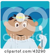 Clipart Illustration Of A Hispanic Dentist Man Holding A Mouth Mirror