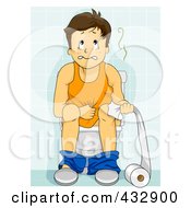 Poster, Art Print Of Man Sick With Diarrhea On A Toilet