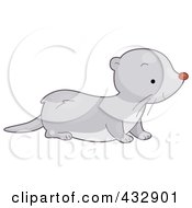 Royalty Free RF Clipart Illustration Of A Cute Gray Weasel by BNP Design Studio