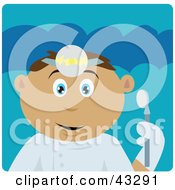 Clipart Illustration Of A Caucasian Latin American Man Holding A Mouth Mirror