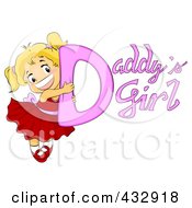 Royalty Free RF Clipart Illustration Of A Happy Girl Hugging The D Of Daddys Girl Text by BNP Design Studio