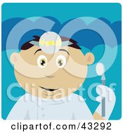 Clipart Illustration Of A Mexican Dentist Man Holding A Mouth Mirror