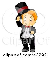 Poster, Art Print Of Cute Boy Lifting His Hat And Wearing A Tux