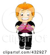Royalty Free RF Clipart Illustration Of A Happy Ring Bearer Boy Holding A Pillow