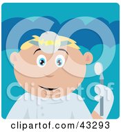 Poster, Art Print Of Caucasian Dentist Man Holding A Mouth Mirror
