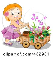 Poster, Art Print Of Cute Girl Pushing A Cart Of Flowers