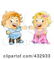 Royalty Free RF Clipart Illustration Of A Toddler Boy And Girl With Open Arms