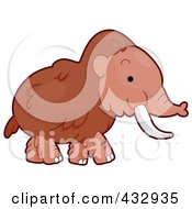 Royalty Free RF Clipart Illustration Of A Cute Baby Woolly Mammoth by BNP Design Studio