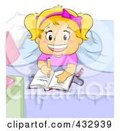 Poster, Art Print Of Happy Girl Writing In Her Diary In Her Room