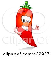 Poster, Art Print Of Red Hot Chili Pepper Character Holding A Thumb Up