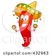 Poster, Art Print Of Red Hot Chili Pepper Character Shaking Maracas