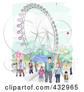 Sketch Of A Family In An Amusement Park