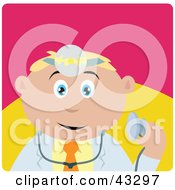 Clipart Illustration Of A Caucasian Doctor Man Holding A Stethoscope by Dennis Holmes Designs