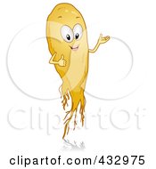 Royalty Free RF Clipart Illustration Of A Ginseng Root Character Gesturing