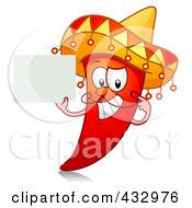 Red Hot Chili Pepper Character Holding A Blank Sign