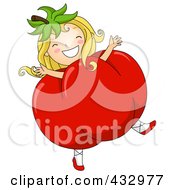 Royalty Free RF Clipart Illustration Of A Happy Girl Dancing In A Tomato Costume