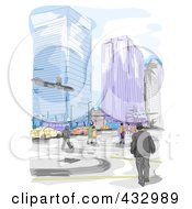 Poster, Art Print Of Sketch Of People Walking In A City