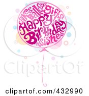 Poster, Art Print Of Balloon Made Of Pink Birthday Words