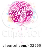 Royalty Free RF Clipart Illustration Of A Balloon Made Of Pink Birthday Words