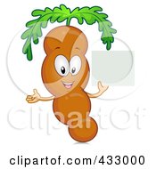 Royalty Free RF Clipart Illustration Of A Tamarind Character Holding A Blank Sign by BNP Design Studio