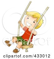 Poster, Art Print Of Happy Boy Playing On A Swing