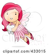 Royalty Free RF Clipart Illustration Of A Pink Haired Tooth Fairy Carrying A Tooth