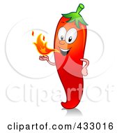 Red Hot Chili Pepper Character Blowing Fire