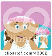 Clipart Illustration Of A Latin American Bride Woman Holding Flowers