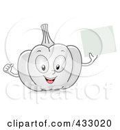 Poster, Art Print Of Garlic Character Holding A Blank Sign
