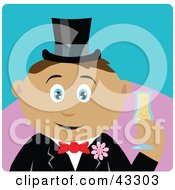 Clipart Illustration Of A Latin American Groom Man Holding A Glass Of Champagne