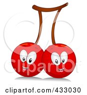 Royalty Free RF Clipart Illustration Of A Two Headed Cherry Character by BNP Design Studio