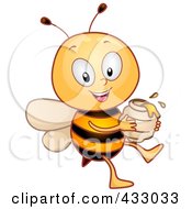Poster, Art Print Of Happy Honey Bee With A Jar Of Honey