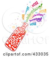 Royalty Free RF Clipart Illustration Of A Champagne Bottle Made Of Happy New Year Text