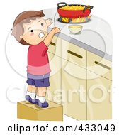 Poster, Art Print Of Boy Burning His Hand While Reaching For Food On A Stove
