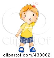 Royalty Free RF Clipart Illustration Of A Hurt Boy With A Big Bump On His Head
